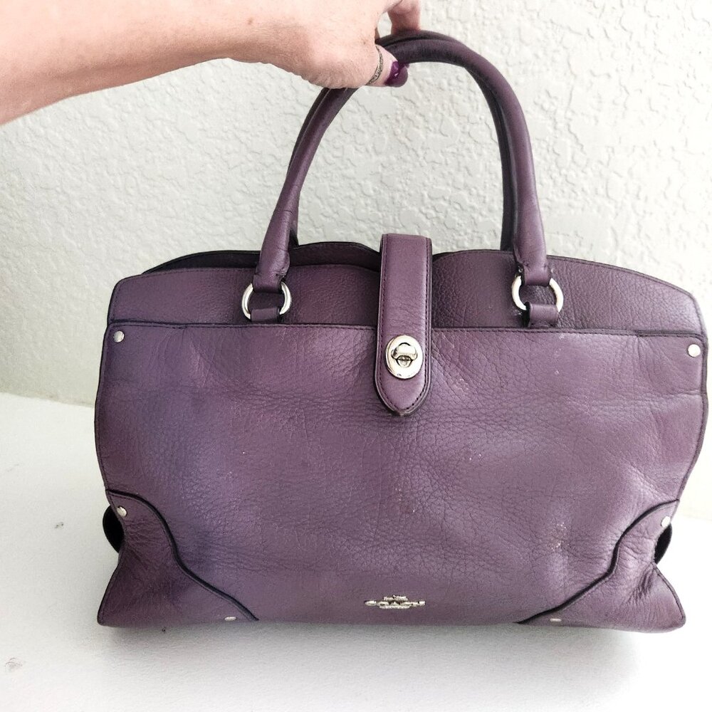 Rare Coach Mercer Purple Leather Satchel Handbag Tote